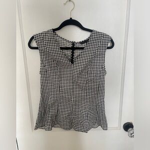 Black and white gingham peplum top size 4